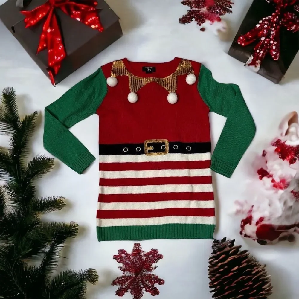 ✔️ Girls Christmas Sweater Dress